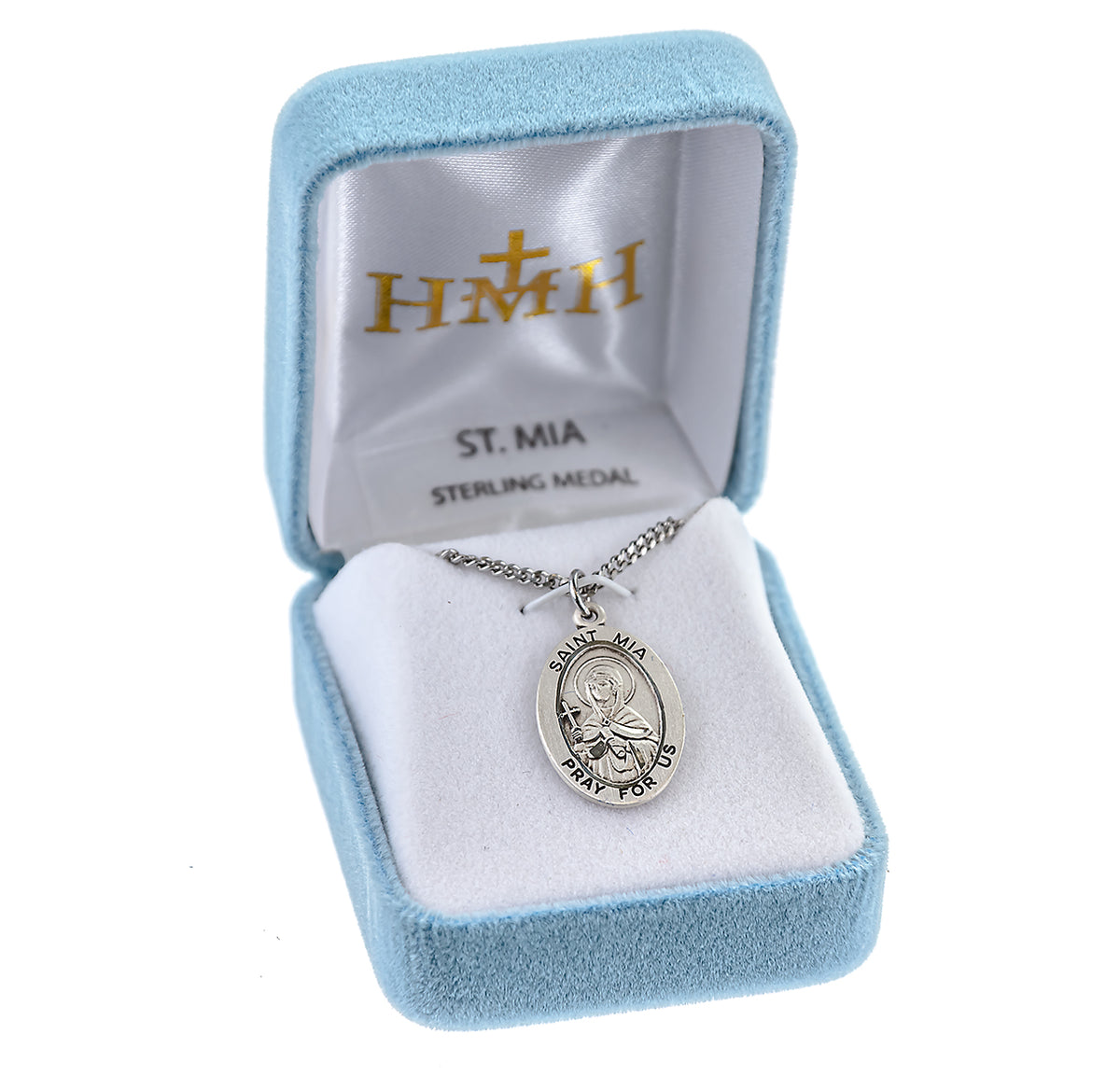 Saint Mia Oval Medal Necklace, Sterling Silver