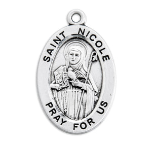 Saint Nicole Oval Medal Necklace, Sterling Silver