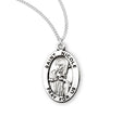 Saint Nicole Oval Medal Necklace, Sterling Silver