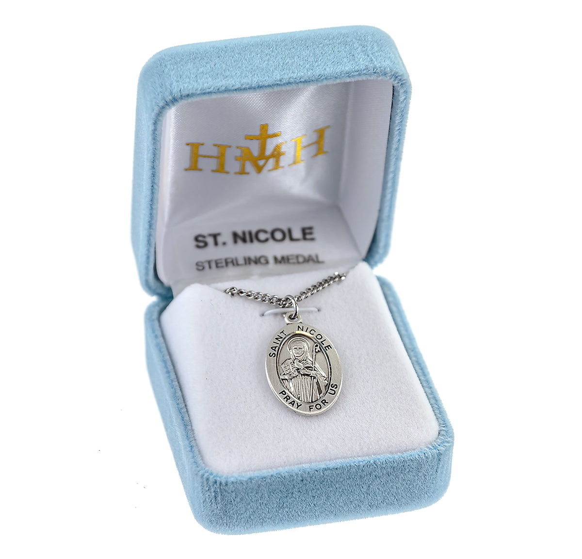 Saint Nicole Oval Medal Necklace, Sterling Silver