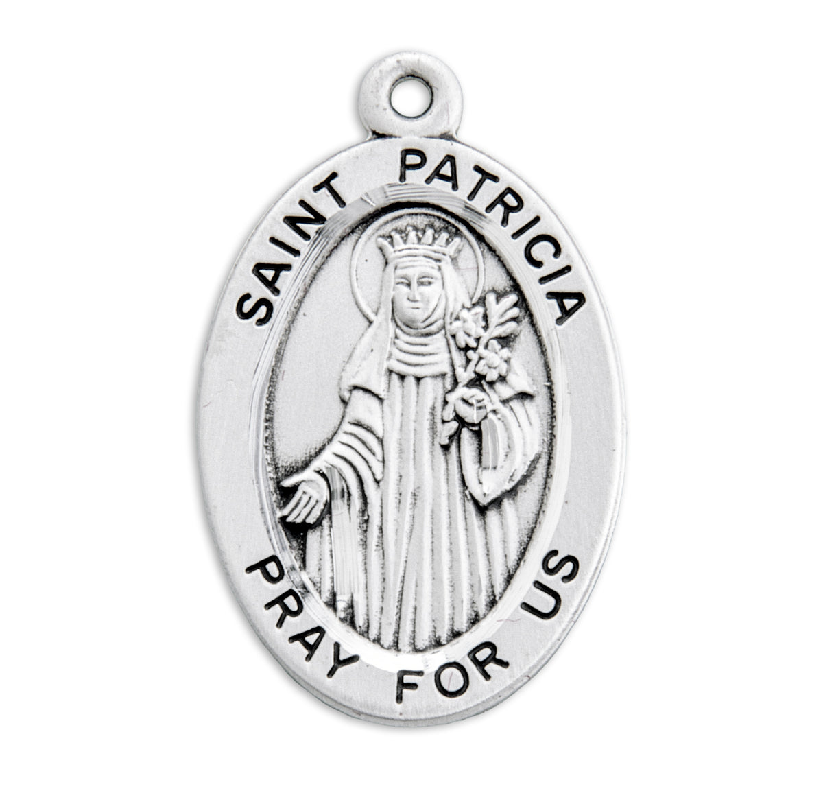 Saint Patricia Medal Necklace, Sterling Silver