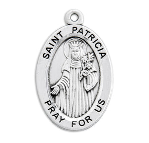 Saint Patricia Medal Necklace, Sterling Silver
