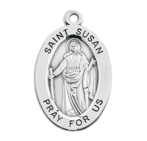 Medium Saint Susan Oval Medal Necklace, Sterling Silver