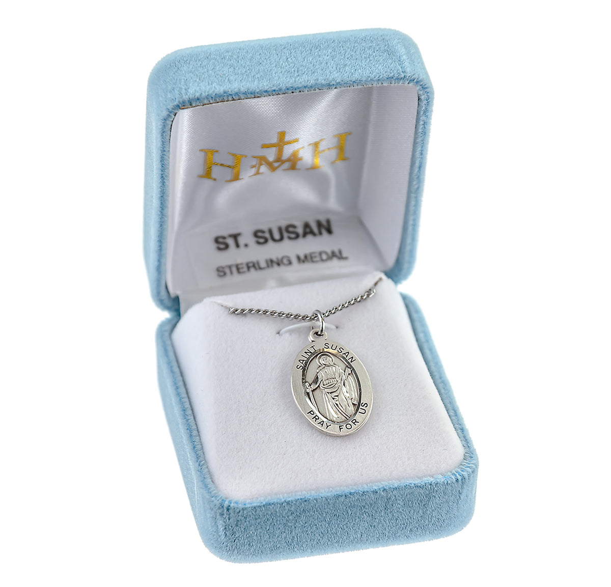 Medium Saint Susan Oval Medal Necklace, Sterling Silver