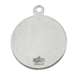 Round Saint Aidan Oval Medal Necklace, Sterling Silver