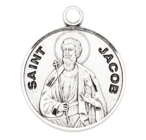 Saint Jacob Round Medal Necklace, Sterling Silver