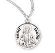 Saint Jacob Round Medal Necklace, Sterling Silver