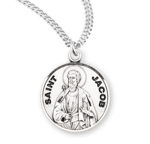 Saint Jacob Round Medal Necklace, Sterling Silver