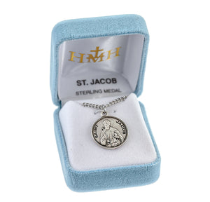 Saint Jacob Round Medal Necklace, Sterling Silver