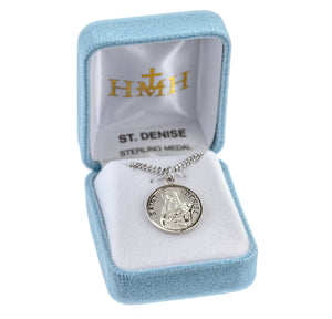 Saint Denise Round Medal Necklace, Sterling Silver