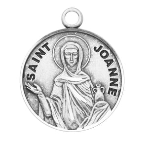 Saint Joanne Round Medal Necklace, Sterling Silver