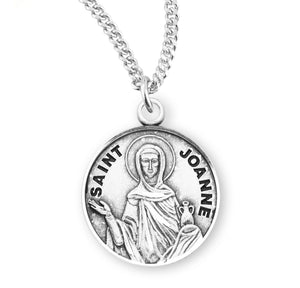 Saint Joanne Round Medal Necklace, Sterling Silver