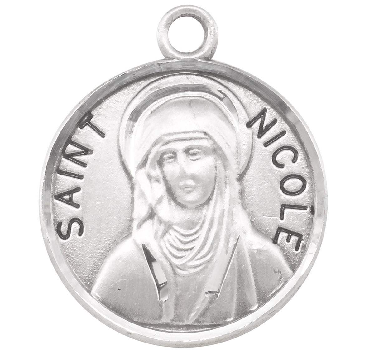 Saint Nicole Round Medal Necklace, Sterling Silver