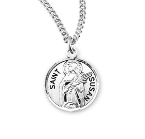 Saint Susan Round Medal Necklace, Sterling Silver
