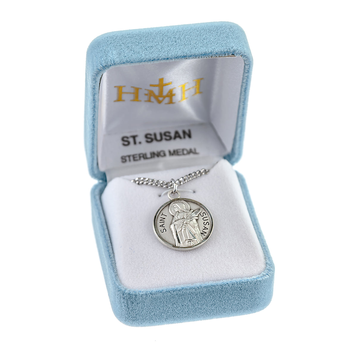 Saint Susan Round Medal Necklace, Sterling Silver