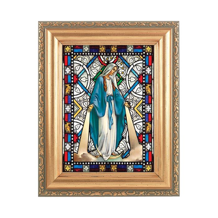 Our Lady of Grace Stained Glass Plaque - 5x7 Standing or Wall Frame