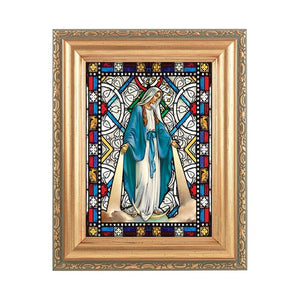 Our Lady of Grace Stained Glass Plaque - 5x7 Standing or Wall Frame