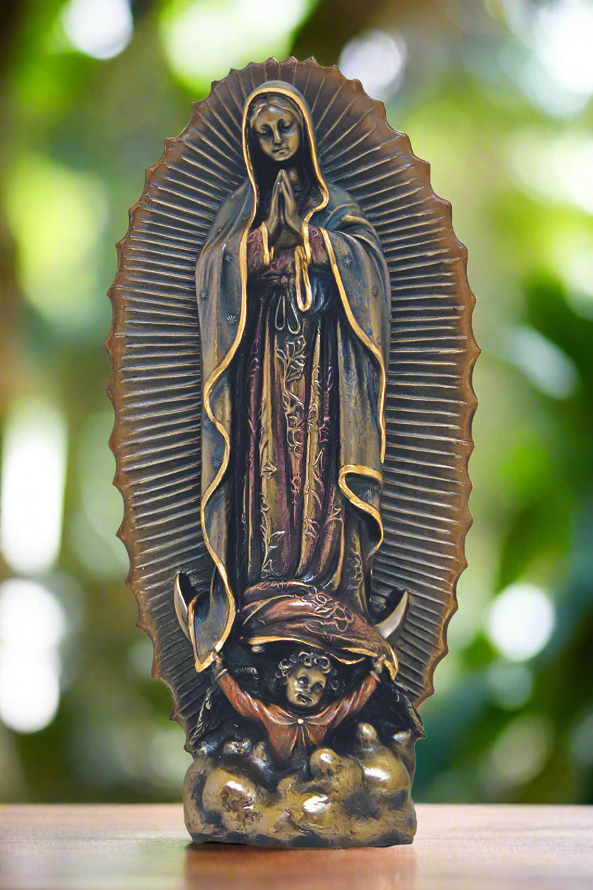 Our Lady of Guadalupe Statue in Bronzed Resin - 9.5 inches