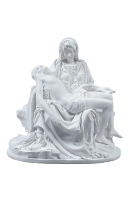 Pieta Statue in White Resin - 7 Inches