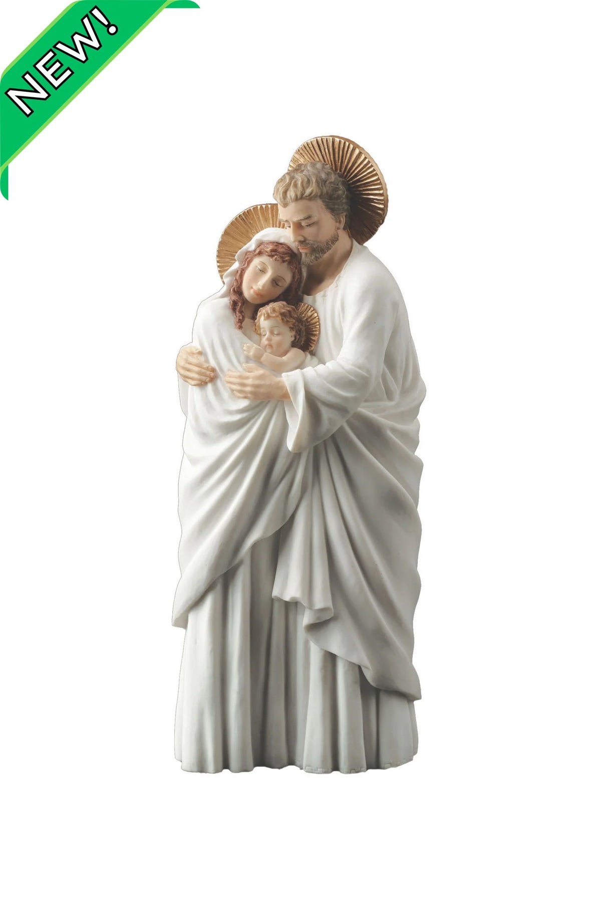 Holy Family Statue - 10 Inches | White with Hand-Painted Features