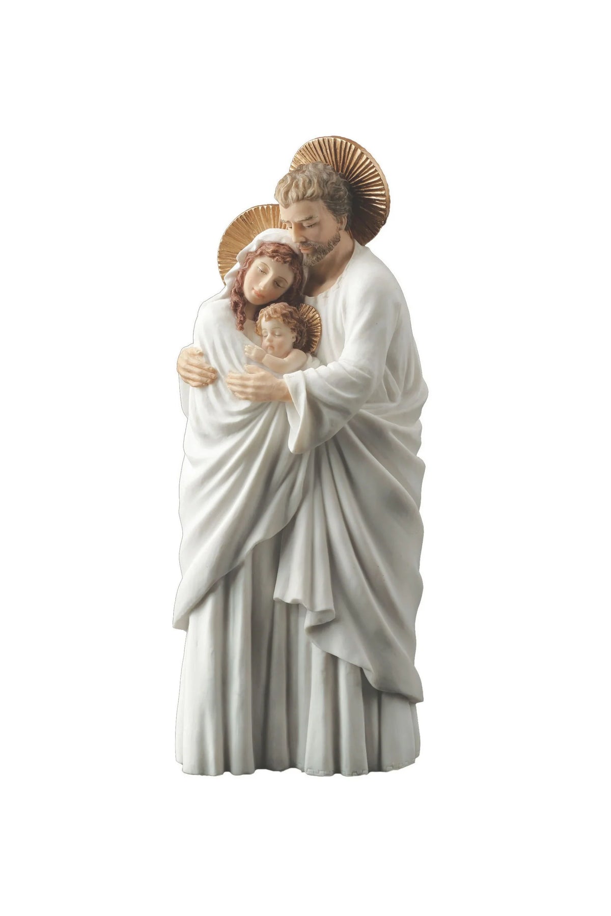 Holy Family Statue - 10 Inches | White with Hand-Painted Features