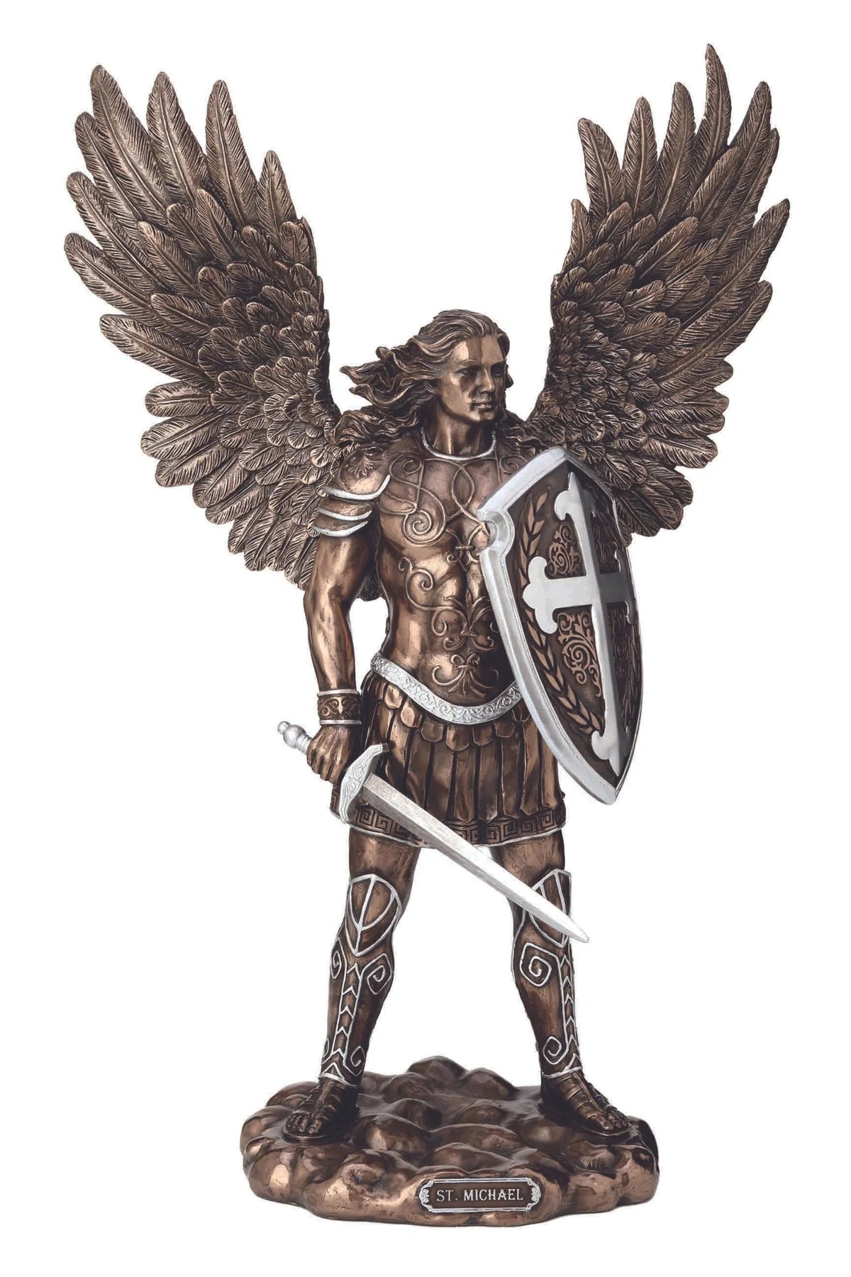 St. Michael the Archangel Statue with Shield, 13.5-Inch