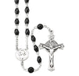 Black Cocoa Bead Scapular Rosary, Sterling Silver Crucifix and Center