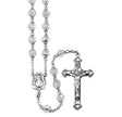6mm Tin Cut Clear Czech Crystal Bead Rosary, Sterling Silver Crucifix and Center