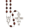 Franciscan Crown Seven Decade Rosary, Brown Boxwood, Sterling Silver Crucifix and Center