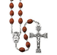 7x9mm Brown Carved Beehive Boxwood Rosary, Sterling Silver Crucifix and Center