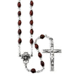 Maroon Oval Cocoa Bead Confirmation Rosary, Sterling Silver Crucifix and Center