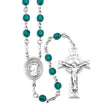 6mm Emerald Swarovski Crystal Rosary, Sterling Silver Crucifix and Center
