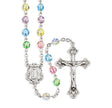 6mm Multi-Color Swarovski Crystal Rosary, Sterling Silver Crucifix and Center