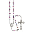 4mm Amethyst Swarovski Crystal Bi-Cone Bead Rosary, Sterling Silver Crucifix and Center