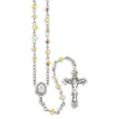 4mm Jonquil Swarovski Crystal Bi-Cone Bead Rosary, Sterling Silver Crucifix and Center