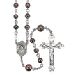 Garnet Bead Rosary, Sterling Silver Crucifix and Center