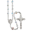 5mm Aurora Borealis Swarovski Crystal Rosary, Sterling Silver Crucifix and Center