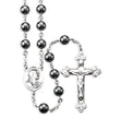 8mm Genuine Hematite Rosary, Sterling Silver Crucifix and Center