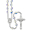 6mm Aurora Borealis Swarovski Crystal Butterfly Bead Rosary, Sterling Silver Crucifix and Center