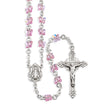 6mm Light Rose Swarovski Crystal Butterfly Bead Rosary, Sterling Silver Crucifix and Center