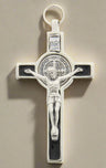 ST BENEDICT SILVER BLACK 3 inch Pendant