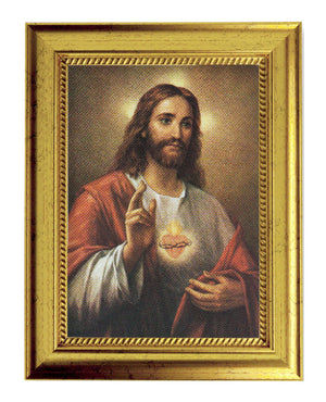 Sacred Heart of Jesus Print by La Fuente 5x7 Print in Gold-Leaf Frame