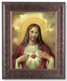 Sacred Heart of Jesus Red and Gold Hues 8x10 Framed Print Under Glass