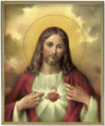 Sacred Heart of Jesus in Golden Hues 8x10 Gold Trim Plaque