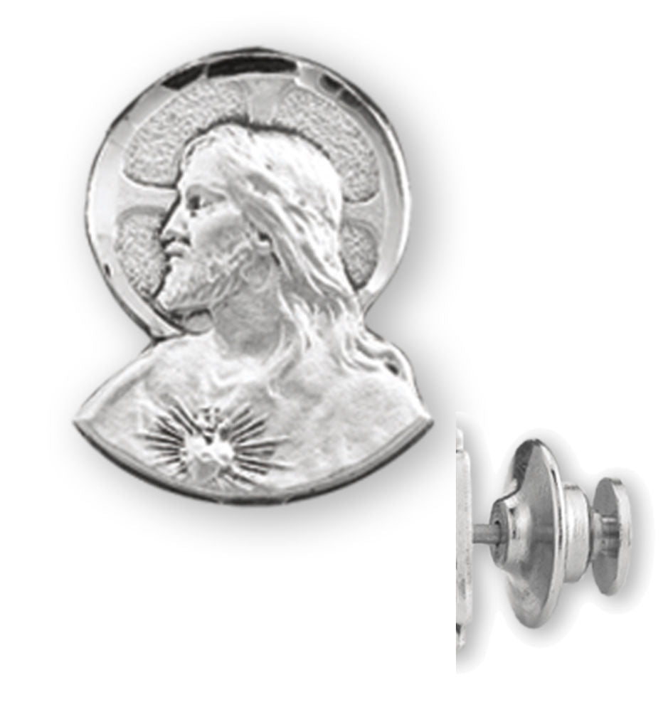 Sacred Heart Lapel Pin Sterling Silver