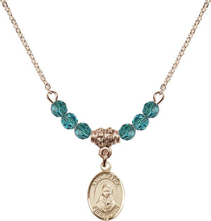 Saint Rafka Gold Filled Charm Medal with Zircon Beads
