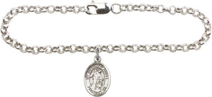 Silver Plated Rolo Bracelet with Guardian Angel Medal