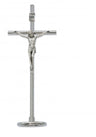 Silver Standing Papal Crucifix with Metal Base - 6 1/2'H