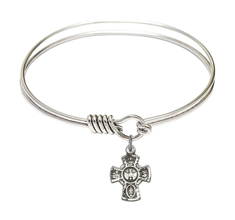 Smooth Bangle Bracelet with a 5-Way Charm