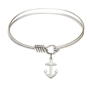 Smooth Bangle Bracelet with a Anchor Charm